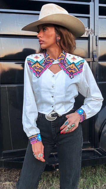 Vintage Circle T Aztec Crop Top | Medium