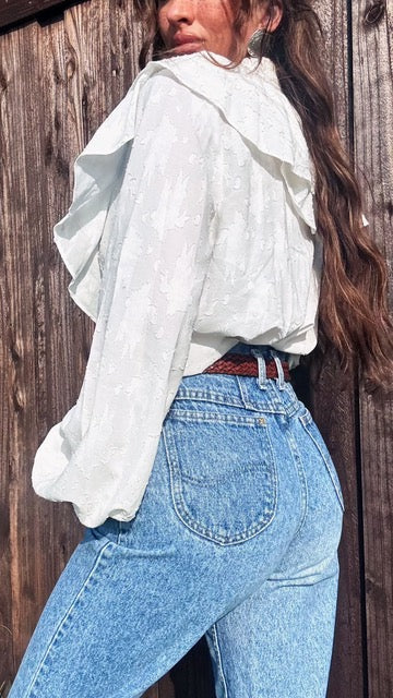 Modern - Vintage Inspired Romantic Ruffle Blouse | Large