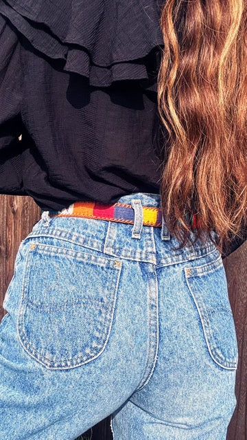 Desert Sunrise Belt | Handwoven Guatemalan Leather Belt | Small