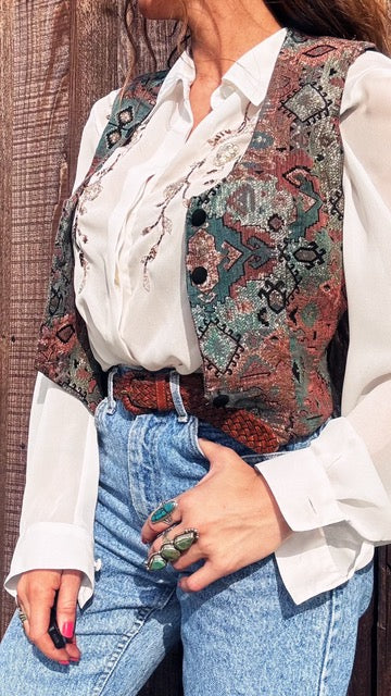 Owners Closet Piece - Vintage Hobby Horse Metallic Western Vest (Rare Collector’s Piece)