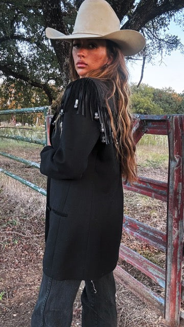 Vintage New Frontier Western Wool Fringe aBlazer – 80s Rodeo Queen Jacket (M/L)