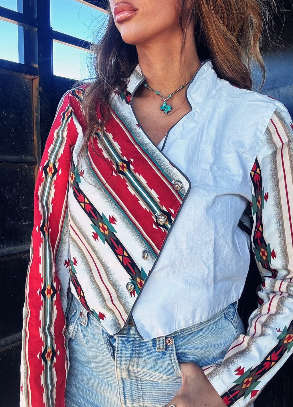 Rough Rider Aztec Western Aztec Crop Top | Size Large