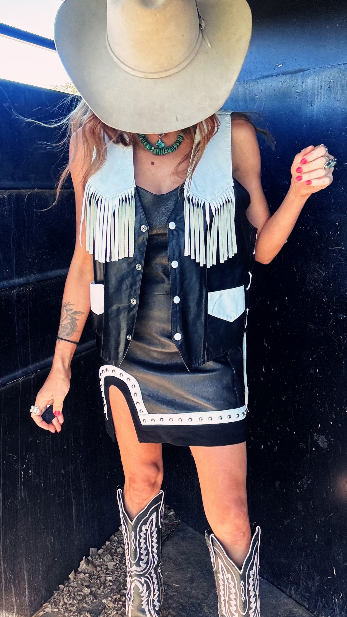 Vintage Fashion Leather Marcos Fringe Vest | Size M/L