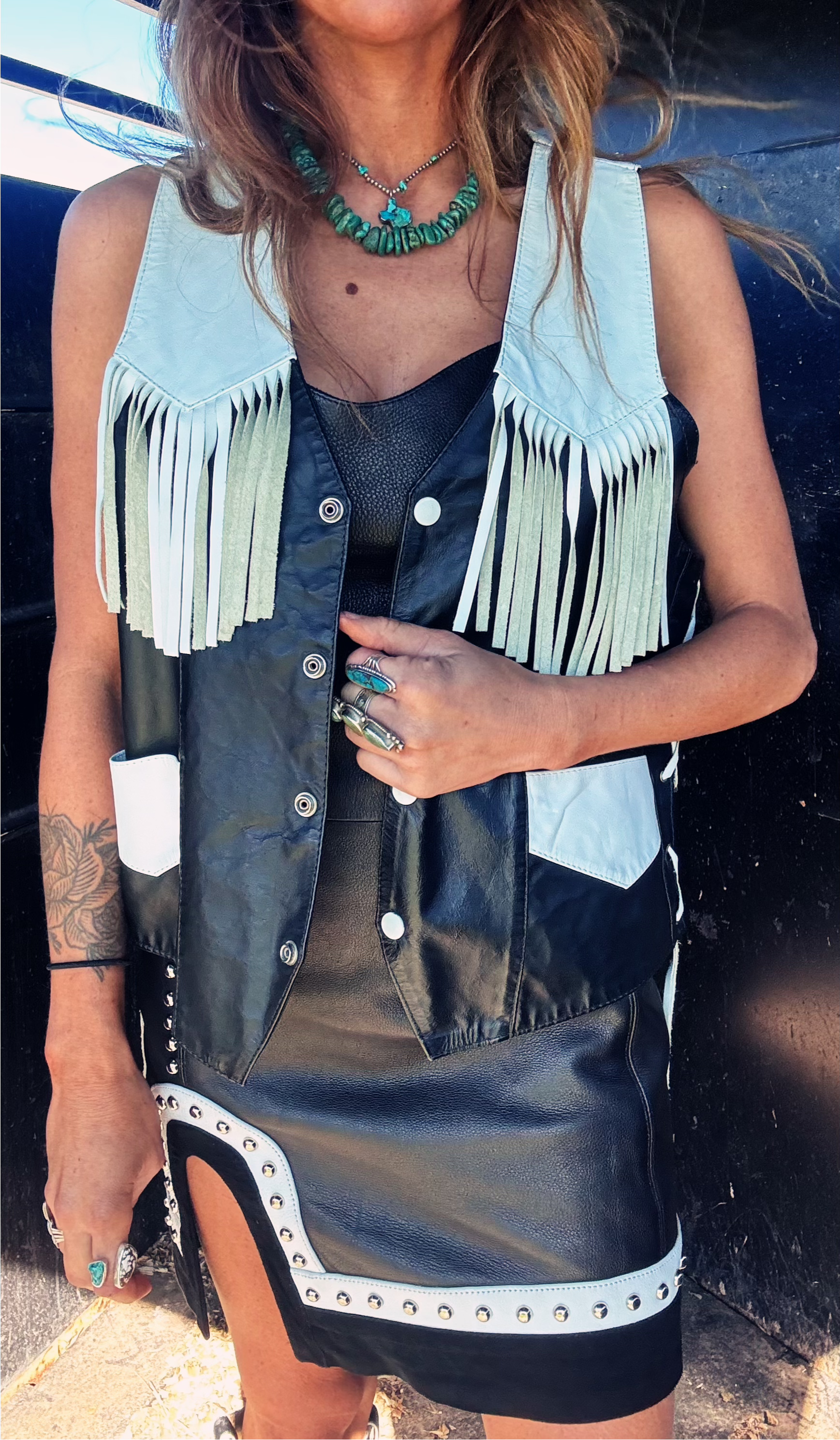 Vintage Fashion Leather Marcos Fringe Vest | Size M/L