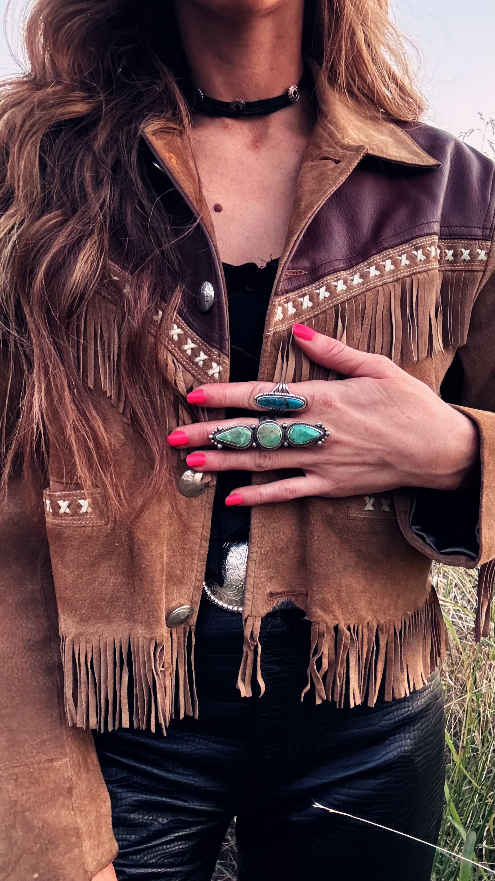 RARE Vintage French Chevignon Suede & Leather Fringe Jacket - 1970s Western Cropped Fit (Womens Small/Med)
