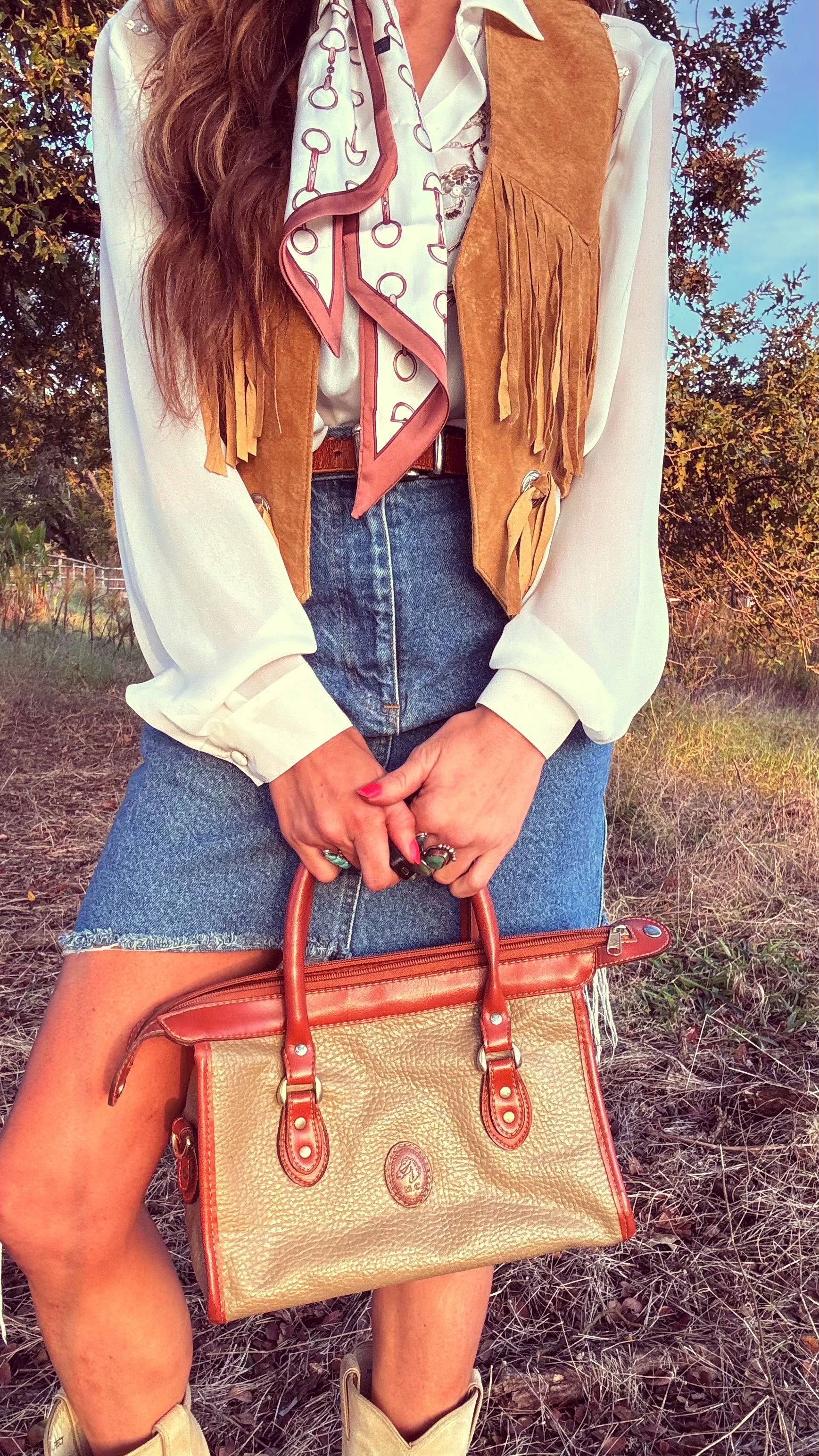 Vintage MC Horsehead Leather Satchel – 1980s Equestrian Western Bag