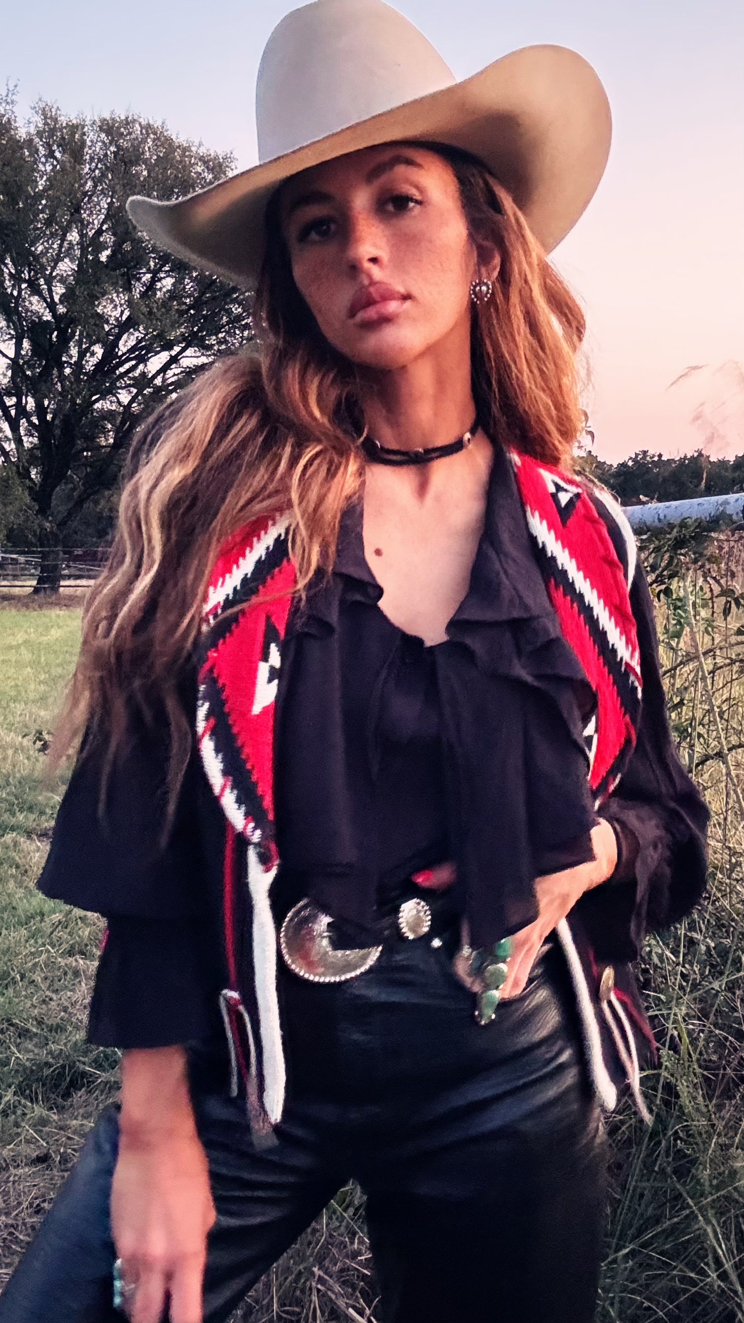 Vintage "Under the Bags" Southwestern Aztec Woven Concho Vest | Size Small/Med