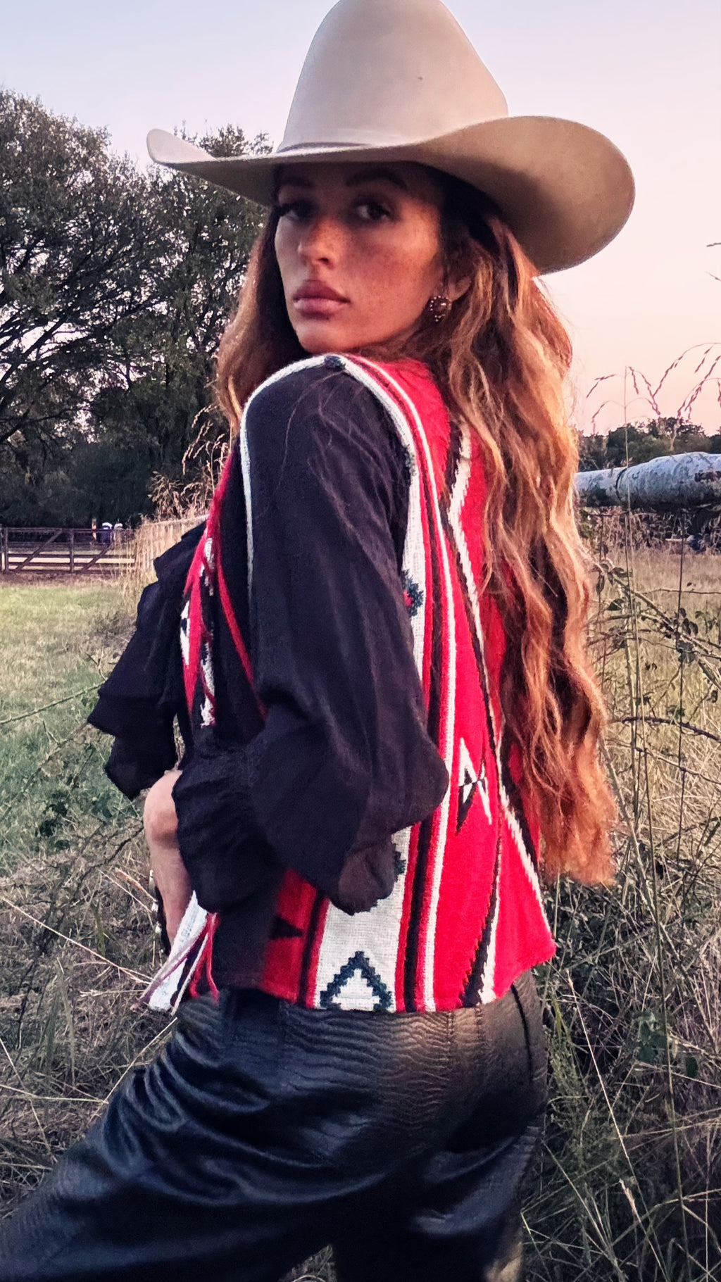 Vintage "Under the Bags" Southwestern Aztec Woven Concho Vest | Size Small/Med