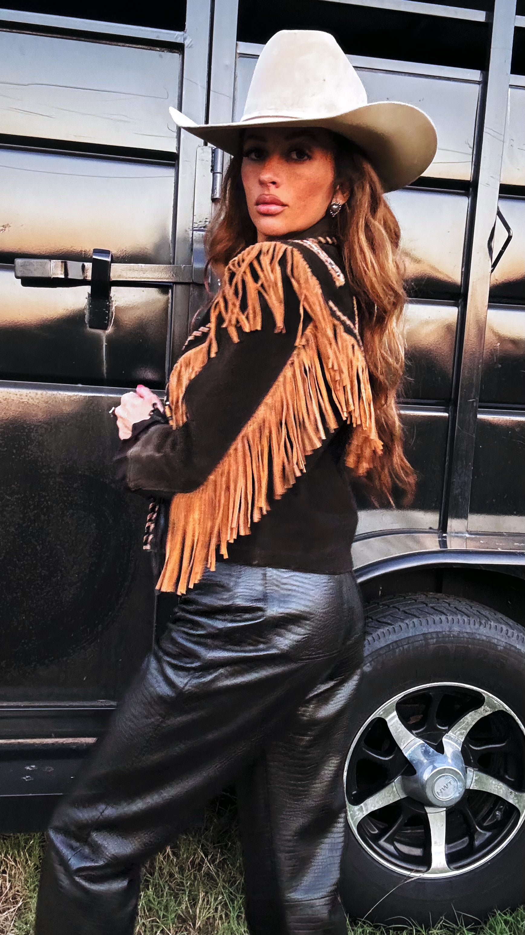 Outlaw Cowgirl Jacket | RARE 1970s Vintage 3B West Suede Fringe & Beaded Jacket (Youth XL / Women's Small)